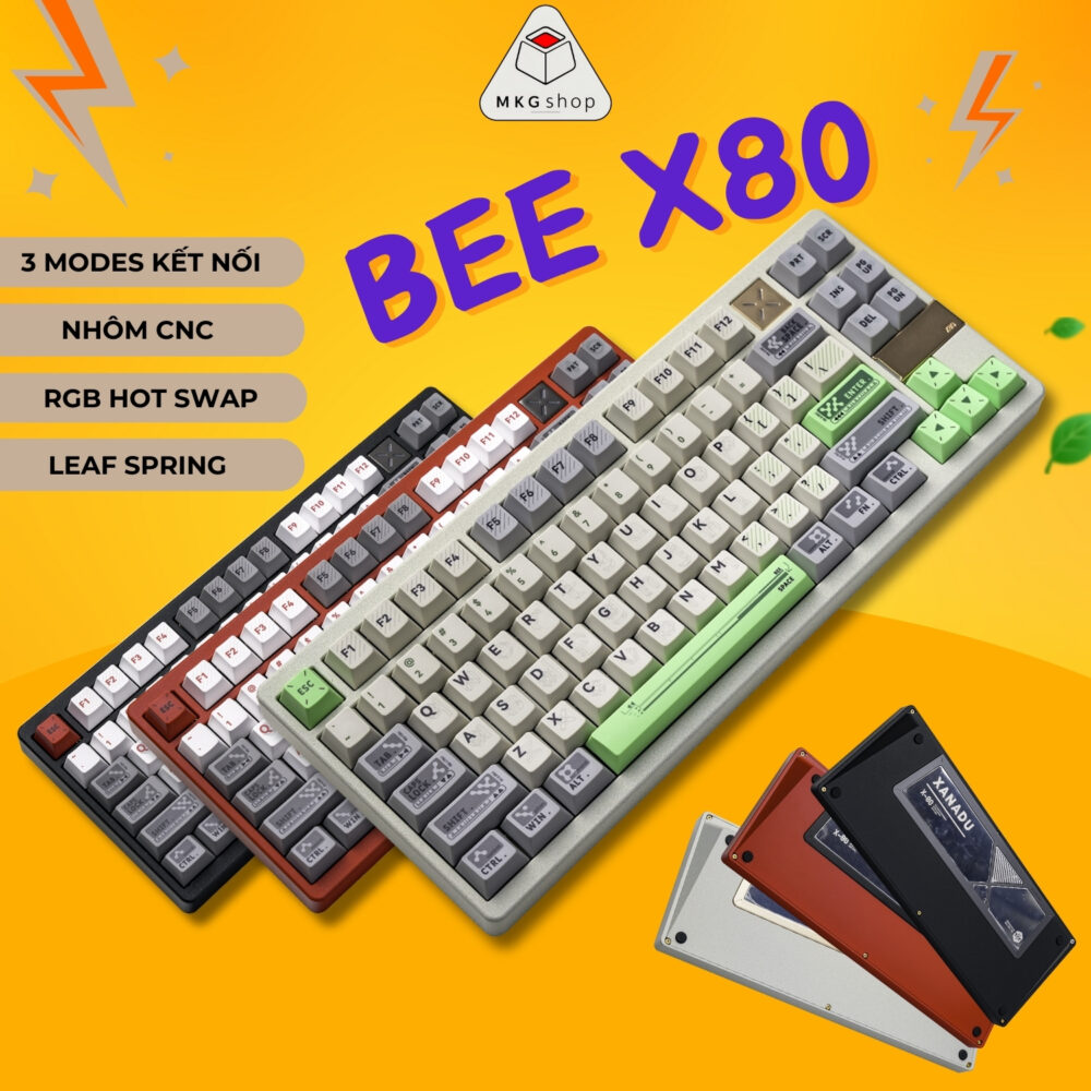 BEE X80 - Nhôm CNC - 3 modes kết nối - Mạch xuôi - Hot swap - RGB
