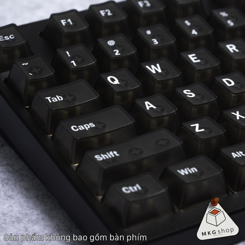 Keycap trong suốt đen mờ - nhựa PBT in UV 130 nút bàn phím cơ rẻ đẹp xuyên led RGB