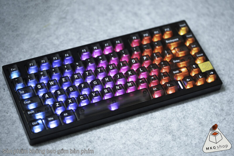 Keycap trong suốt đen mờ - nhựa PBT in UV 130 nút bàn phím cơ rẻ đẹp xuyên led RGB - Ảnh 5
