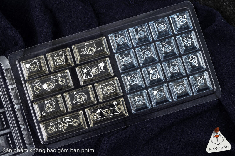 Keycap modifier Mèo clear - PC in UV - Ảnh 2