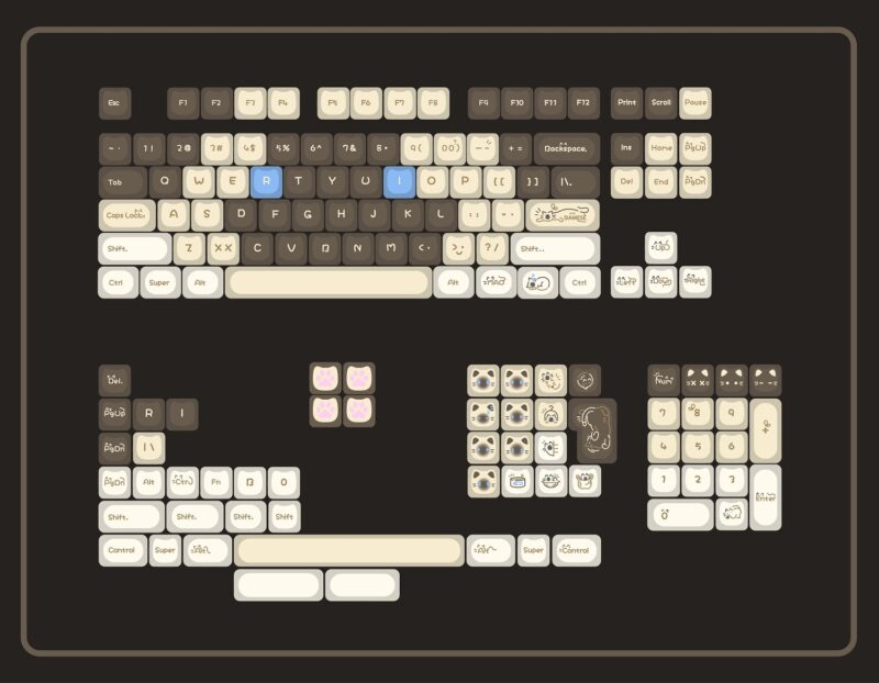 Keycap Mèo Chocolate - MAO profile - nhựa PC - Ảnh 2