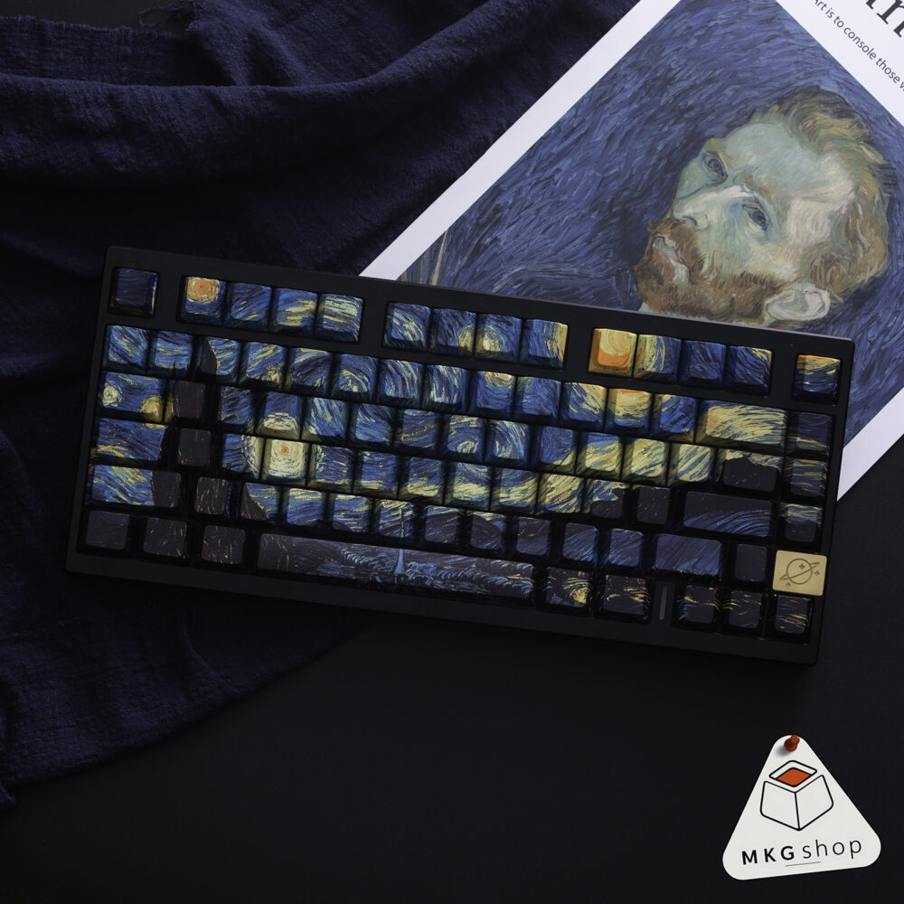 Keycap Vangogh Starry Night - PBT dyesub xuyên led ninja - Cherry profile
