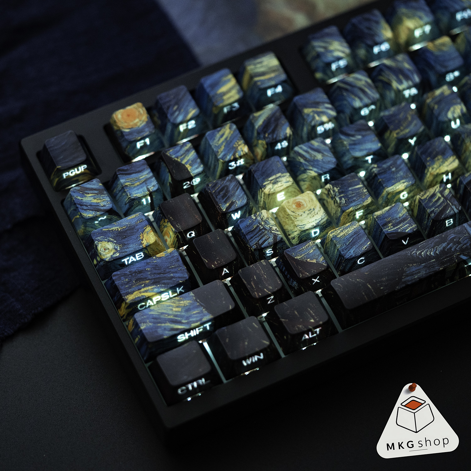 Keycap Vangogh Starry Night - PBT dyesub xuyên led ninja - Cherry profile - Ảnh 3