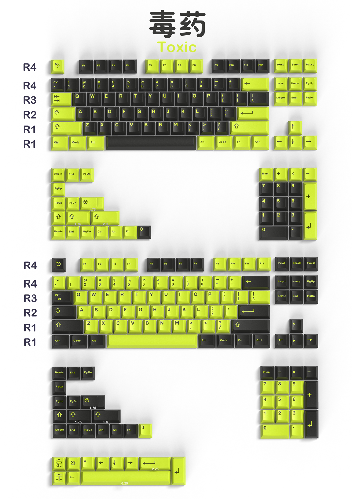 Keycap Toxic ABS doubleshot Cherry profile - Image 2